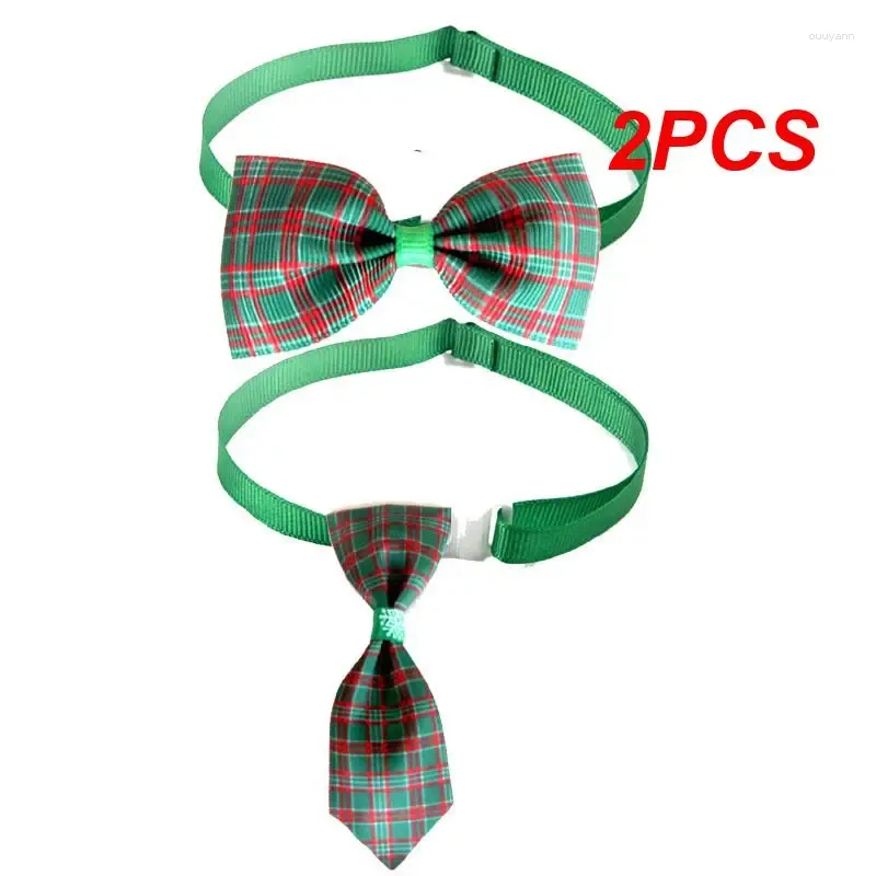 Ropa para perros 2 unids Navidad Plaid Pet Tie Bow Cuello Correa Cat Collar Collar Arcos Perros Accesorios