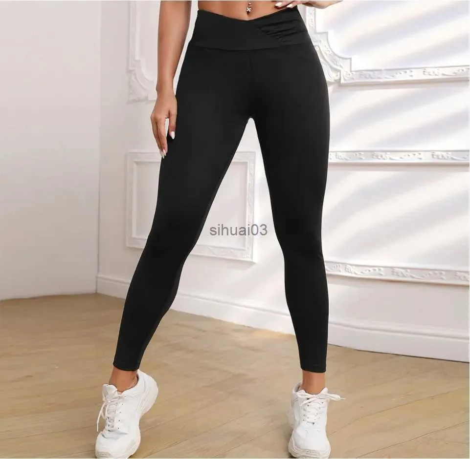 Kadın Pantolon Capris Taytlar İçin Fitness Sakinsiz Teş Onı Taç Spor Kadın Solid Push Yukarı Yüksek Bel Taytlar Scrunch Butt Sport Yoga Pantolon