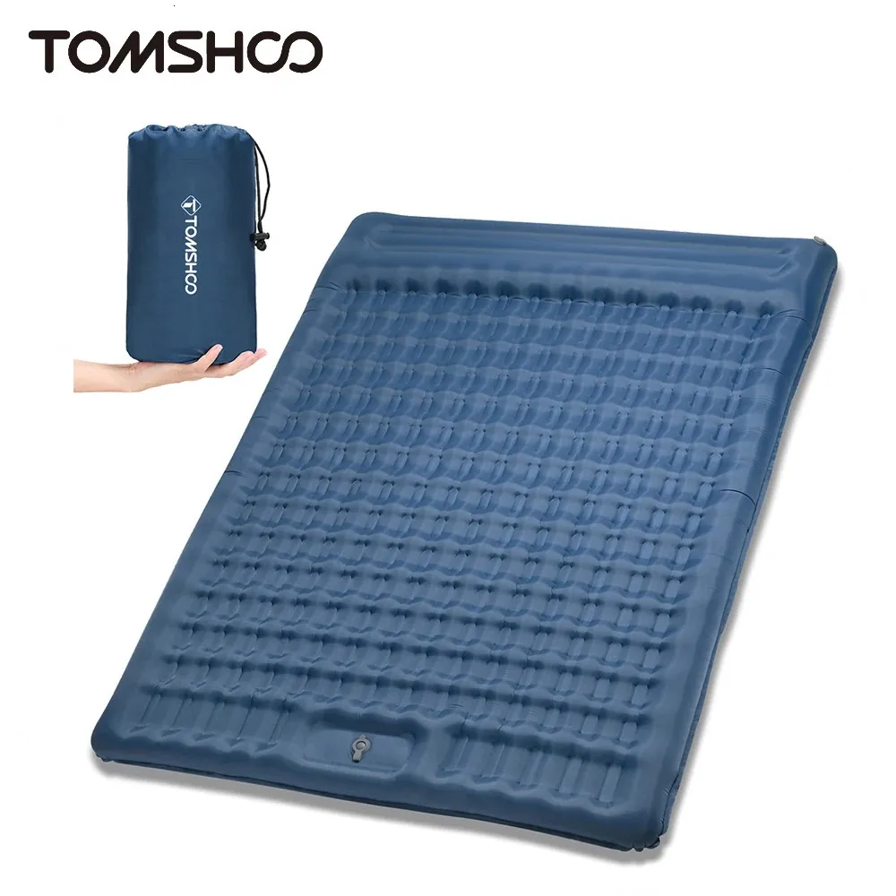 Tomshoo Uppblåsbar madrass W inbyggd pump tjock 5in dubbel sovplats läger säng luft madrass camping ryggsäckning vandring 240220