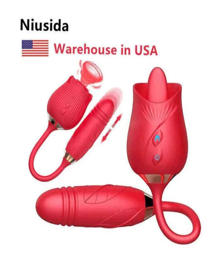 NXY Dildos Niusida Vibrators for Women Adult Toys Woman Sex Realistic Dildo Red Rose Vibrator Vibrating Toy 01056788228