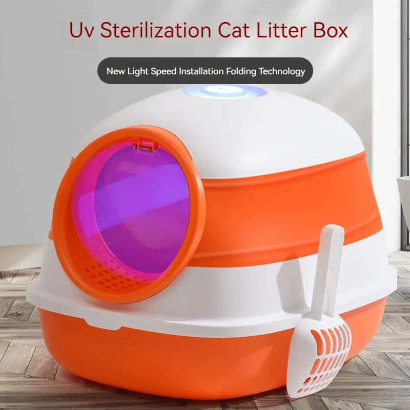 Boxes New Smart Cat Litter Box TPE Oversized Ultraviolet Sterilization Fully Enclosed Multifunctional Cat Accessories Pet Supplies