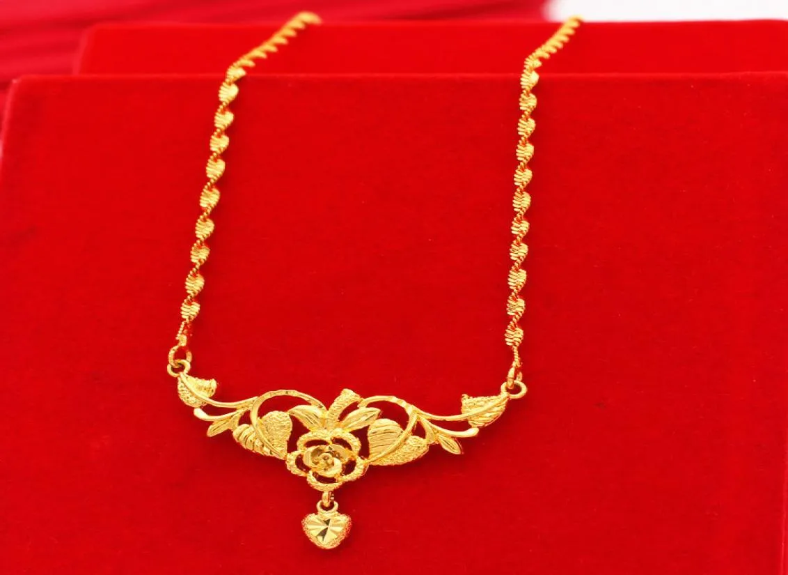 New goldplated love butterfly necklace women set of copper plated Vietnamese sand gold flower models long time not fade wedding j1919957
