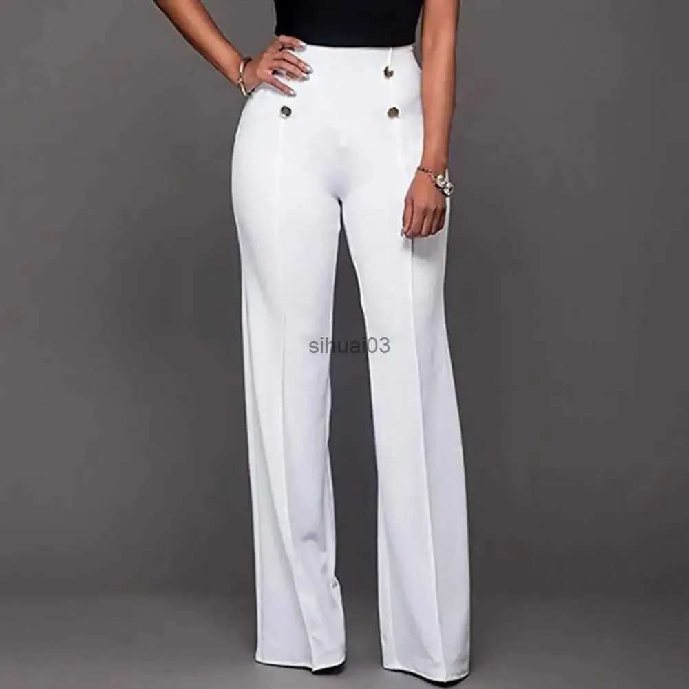 Dżinsowe dżinsy Solidne kolory spodnie kobiety wysokie talia szerokopasmowe spodnie na nogi biurowe panie spodnie szczupłe spodnie pantelones de mujer