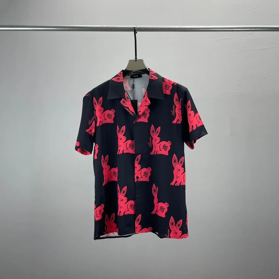 Tasarımcı Gömlek 24SS Erkek Düğmesi Gömlek Baskı Bowling Gömlek Hawaii Çiçek Günlük Gömlek Erkekler İnce Fit Kısa Kollu Elbise Hawaiian T-Shirt M-3XL 74