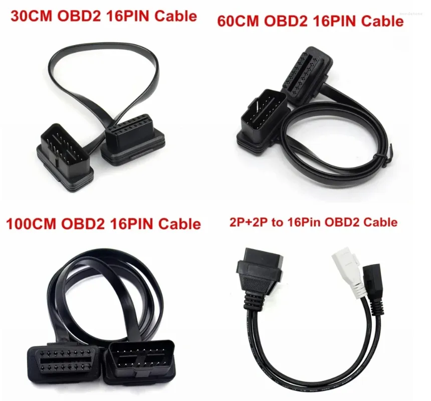 30/60/100 CM Flach Dünn Wie Nudel 16 Pin Buchse OBDII OBD2 16Pin Stecker Auf Buchse auto Scanner Verlängerung Kabel Stecker Werkzeuge