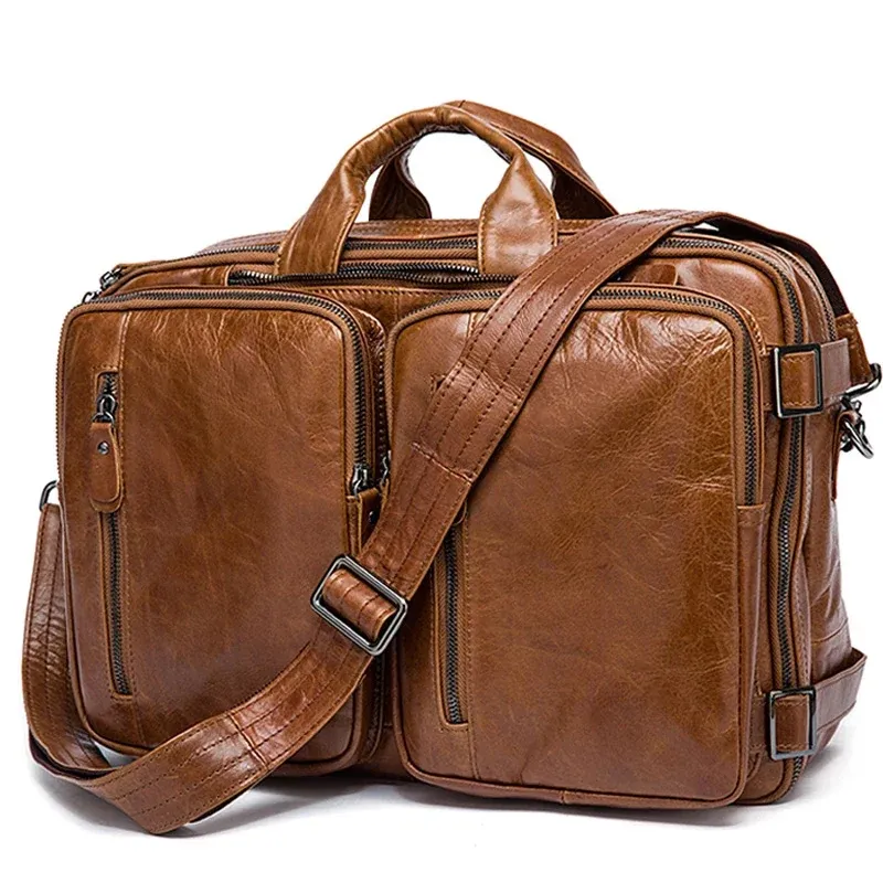 Zaino Borsa da viaggio in pelle da uomo di vendita calda per borse per laptop per documenti Borsa da lavoro da uomo in pelle da 14 borse da viaggio per computer