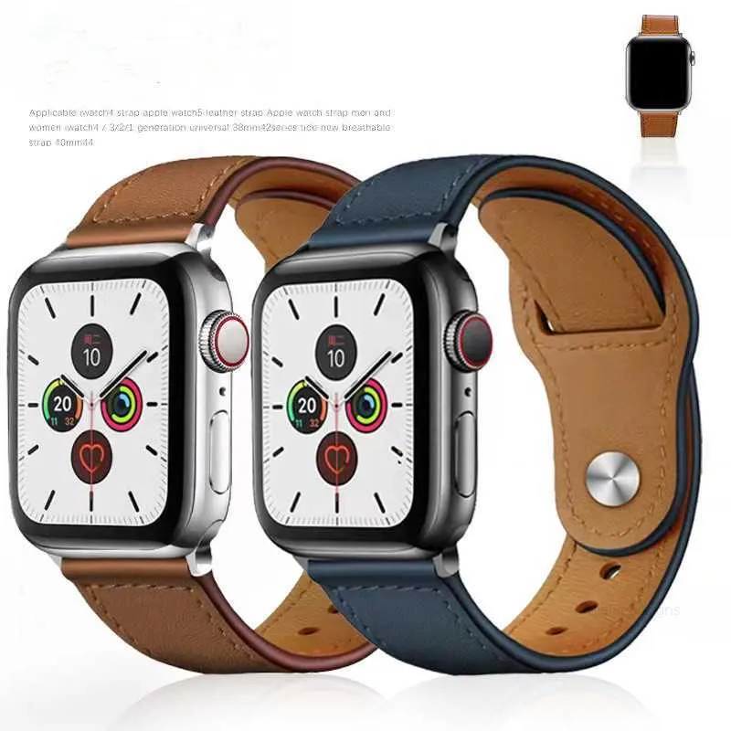 Projektant oryginalny opaska z prawdziwymi skórzanymi paskami na zegarek jabłkowy iwatch 7 6 5 4 3 Smart Watch Sport Bransoletka Bransoletka Designnzc3nzc3