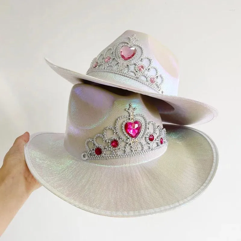 Berets Women Western Cowboy Hat Sequin stjärnor Cowgirl Party Caps för bröllop karneval rave maskerad resedräkt tillbehör