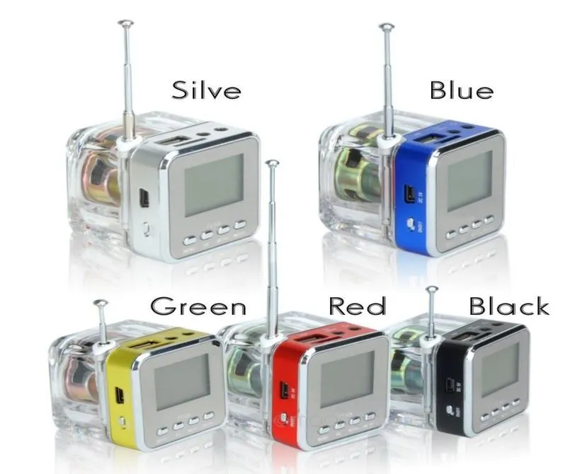 NIZHI TT028 MINI PORTABLE LCD Crystal Loundspeaker Subwoofer Speaker Micro SD Card FM Radio Mp3 Player Music Speakers1496151