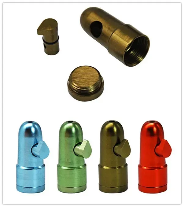 Bullet Snuff Bottle Pipe Dispenser Rocket Metal 44mm für Snorter Mini Smoking Pipes Shisha Wasserbongs Sniff Nasal Sniffer Tobacco ZZ