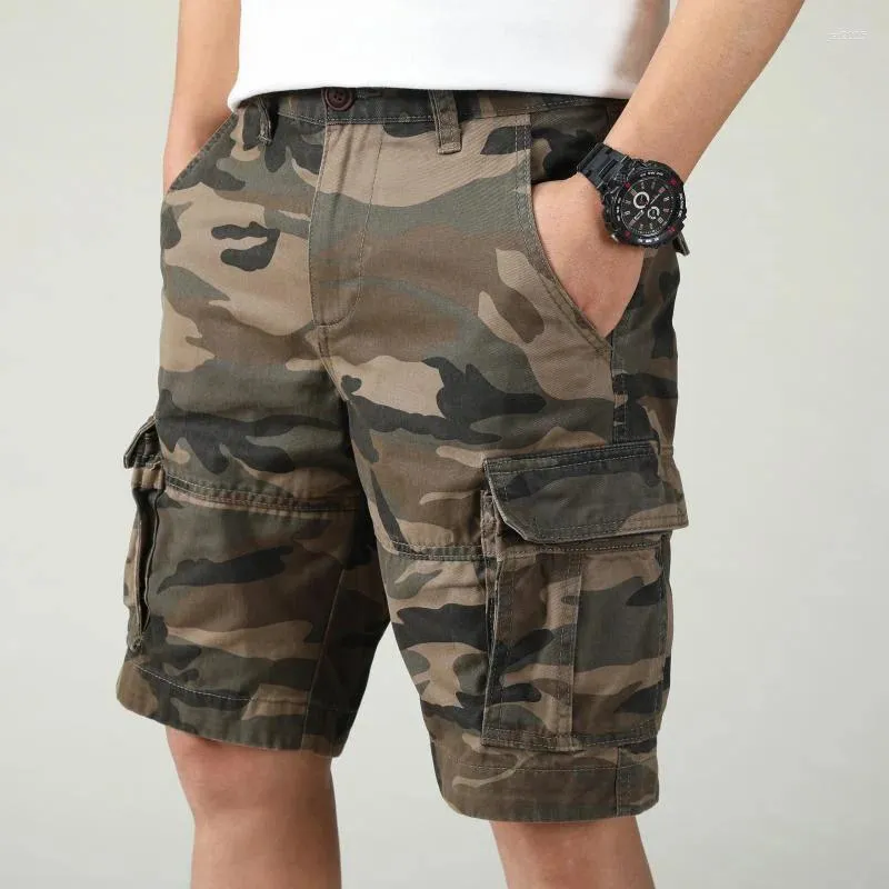 Männer Shorts Sommer Casual Outdoor Lose Camouflage Sport Arbeitskleidung Hosen Mode Mehrere Taschen Gerade Rohr