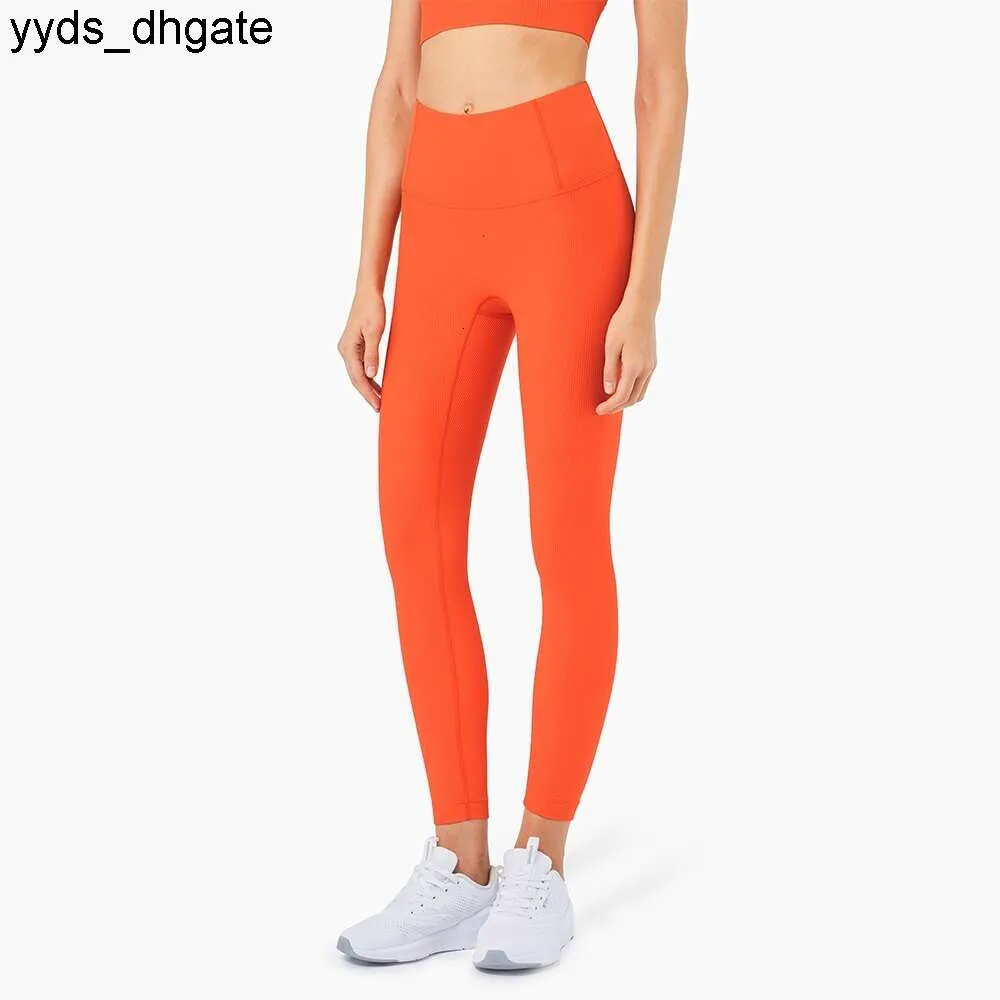 Lu Lu Pant Yoga-outfit Geribbeld Naakt Workout Panty Hoge taille broek Hardlooplegging Sport Align Lemons Vrouw Fintess Vrouwelijke push-up broek Gymkleding Slank