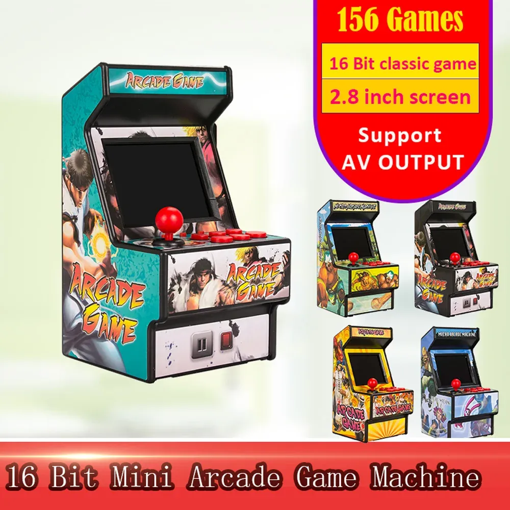 Spelare Mini Arcade Handheld Game Console 2,8 tum skärm byggd i 156 retro -spel 16 bitars bärbar videospelkonsol för Sega AV -utgång