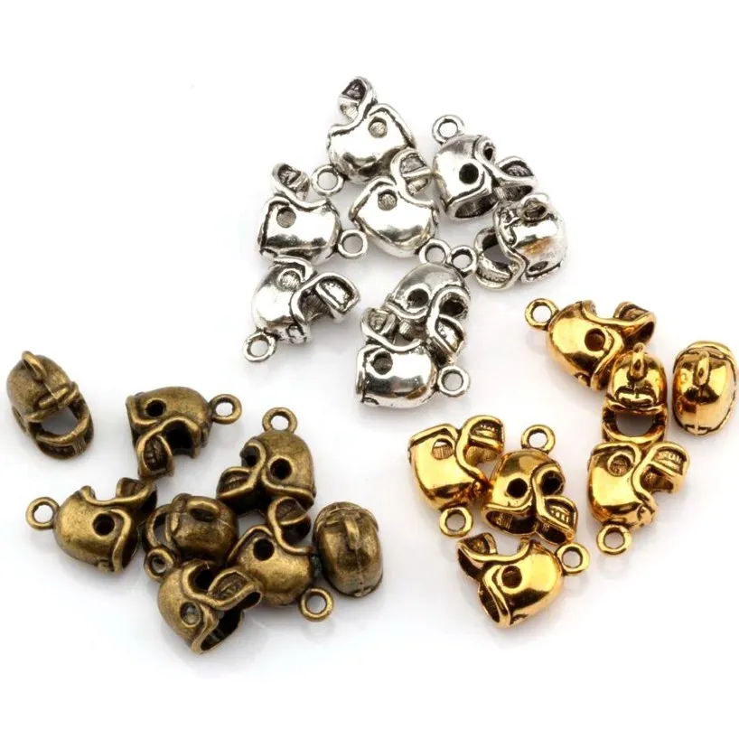 150 pièces Antique argent bronze or 3D petit casque breloques pendentifs pour la fabrication de bijoux Bracelet collier bricolage accessoires 304J