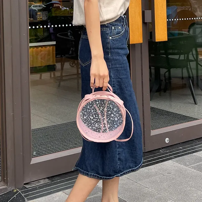 DHLStuff Sacks Women PVC Star Prints Circle Shaped Shoulder Bag