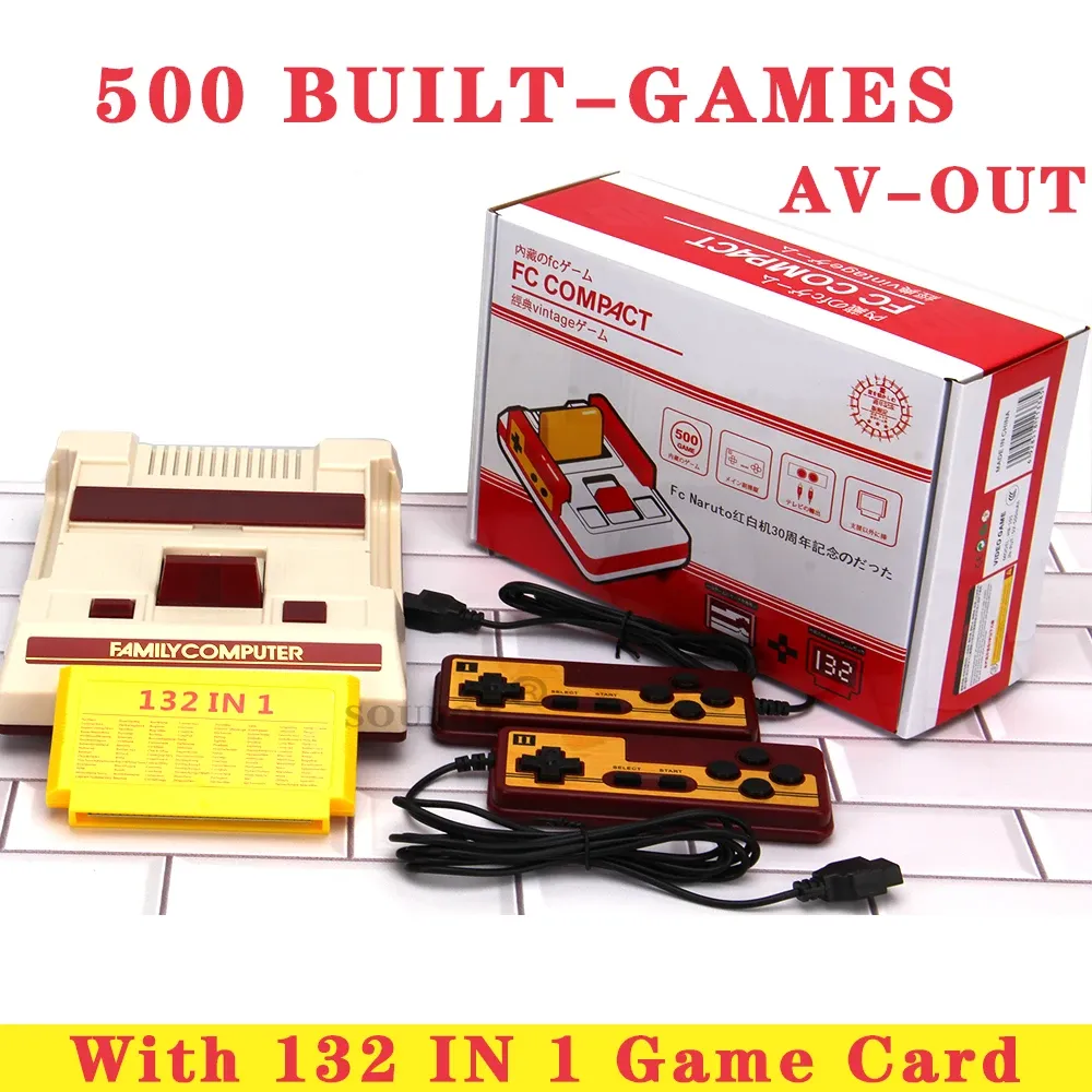 Oyuncular Mini TV 8 Bit Retro Video Oyun Konsolu, AV FC NES Handheld Oyun Oyuncusu için Dual Gamepad ile 1 Oyun Kartında 500 Game + 132 Yaptı