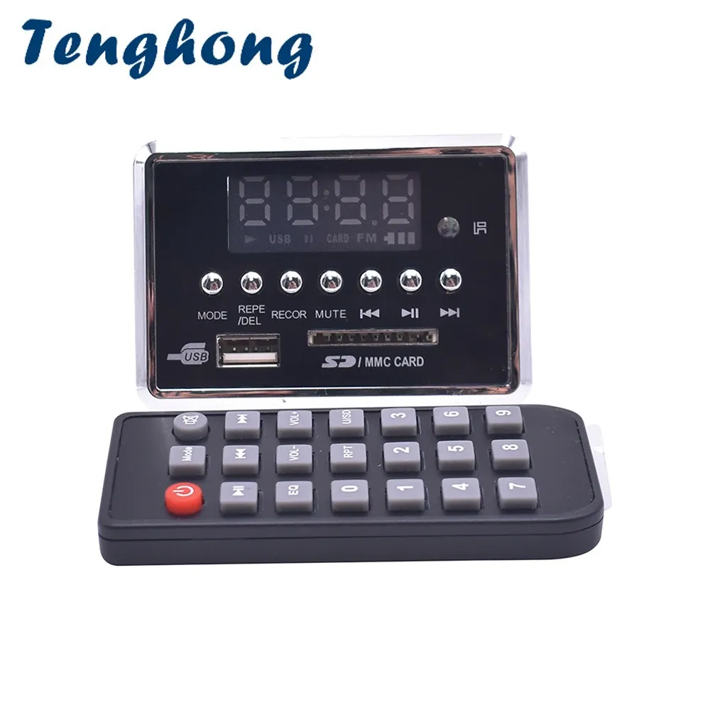 Lecteur Tenghong Bluetooth 5.0 Carte de décodeur audio MP3 WMA WAV FLAC APE Module de décodage DC3.75V Prise en charge de l'enregistrement FM AUX Écran bleu