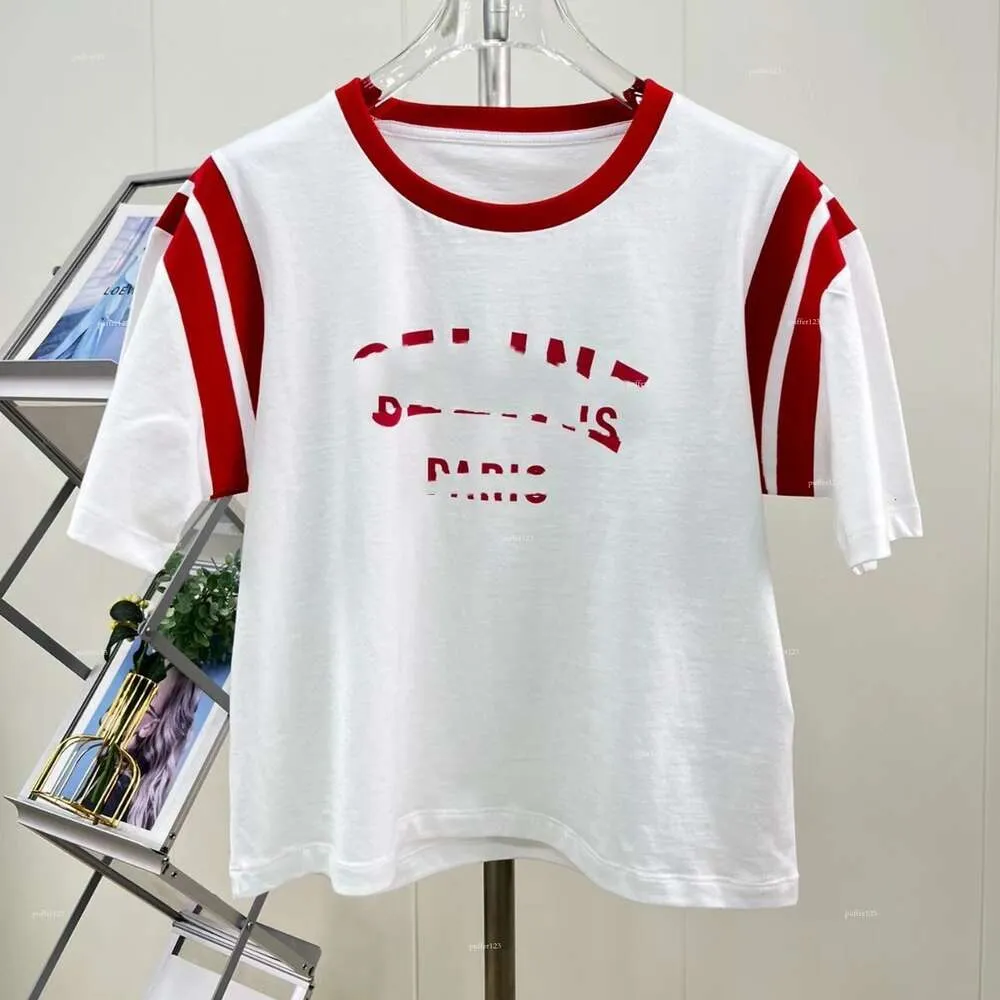 2024 Spring/summer New Fashionable Brand Personalized Letter Flocking Colored Short T-shirt Women's Half Sleeved Shirt Slimming T