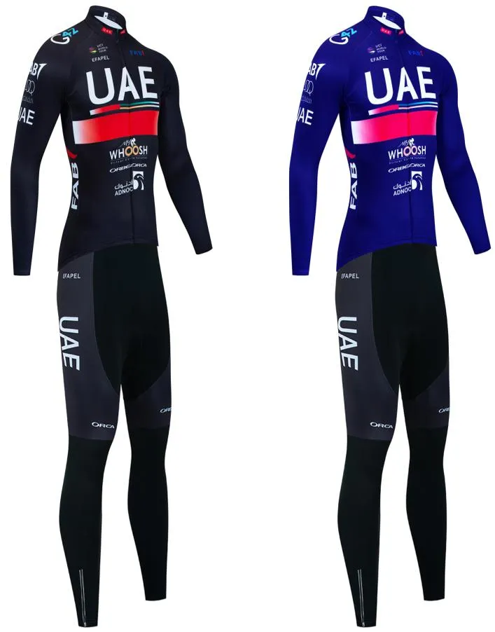 2023 UAE 팀 사이클링 저지 20D BICYLE 재킷 바지 MTB 겨울 Maillot Thermal Fleece 내리막 길 프로 산악 자전거 의류 소송 9267531