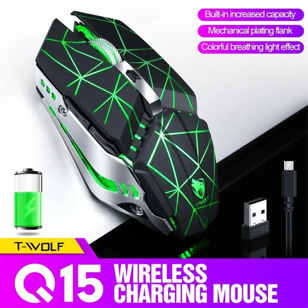 Mice 2.4G USB Wireless Mouse Rechargeable Silent RGB Breathing Lamp Ergonomic Gaming Mouse Laptop PC Peripherals Office Games Mice