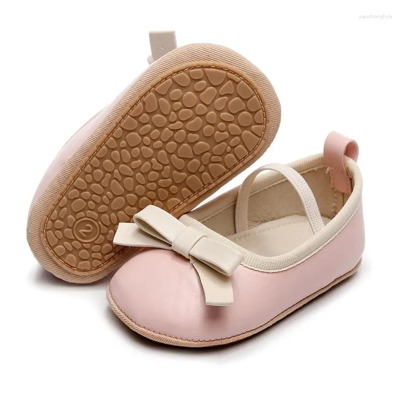 Babyschoenen Baby Meisjes Schoenen Mocassins Leuke Strik Premium PU Flats Baby Walker Rubberen zool Antislip Kinderen Peuter Wieg