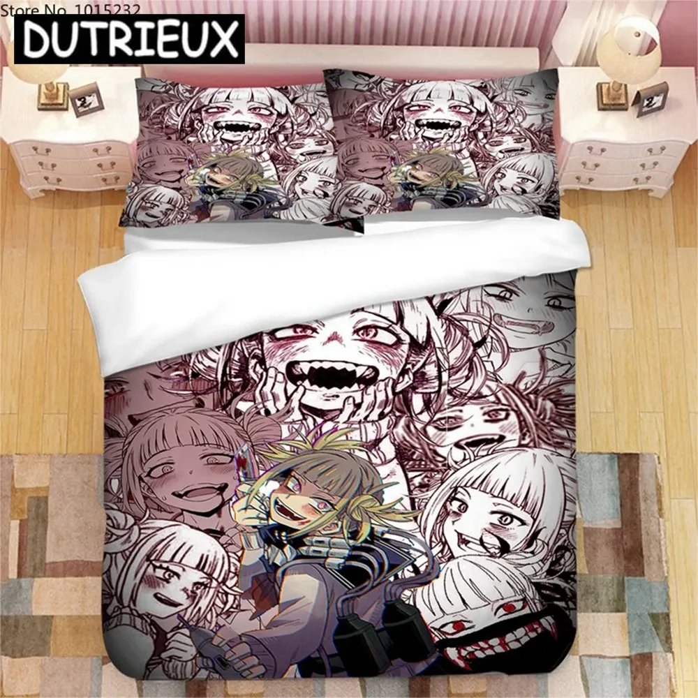 Set 2023 New Toga Himiko 3D Printed Bedding Set Duvet Covers Pillowcases Comforter Bedding Set Bedclothes Bed Linen Sheer Curtains