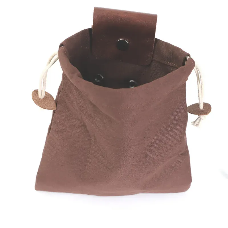 DHLStuff Sacks Women PU&Canvas Portable Outdoor Foraging Bag Fruit Picking Pouch Collapsible Berry Puch Storage Leather Bushcraft Canvas Bag Hiking Camping