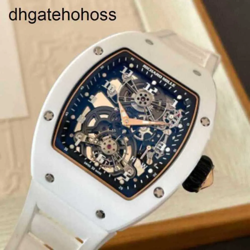 Richarmills Horloges Mechanisch horloge Richar Mills Rm1701 Holle blanco keramische zijkant Goud Tuo vliegwiel Herenmode Vrije tijd Zakelijk Sport Machiner Frj N5N8