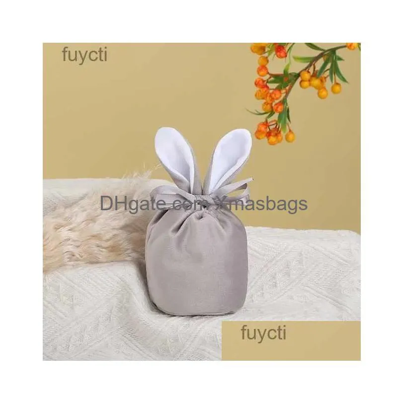 Other Event Party Supplies 20Pcs/Lot Easter Cute Bunny Gift Bags Decoration 2023 Ears Veet Bag Box Sugar Wedding Candy Creative De Dh4Kb