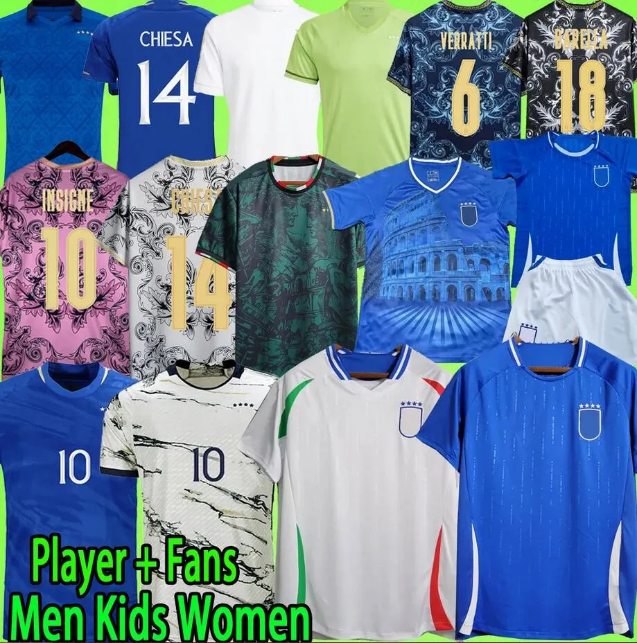 23-24-25 Italy Soccer Jerseys Mens 125TH Anniversary PELLEGRINI DIMARCO BONUCCI VERRATTI PINAMONTI Football Shirt RASPADORI GNONTO POLITANO GRIFO ZANIOLO Kids kit