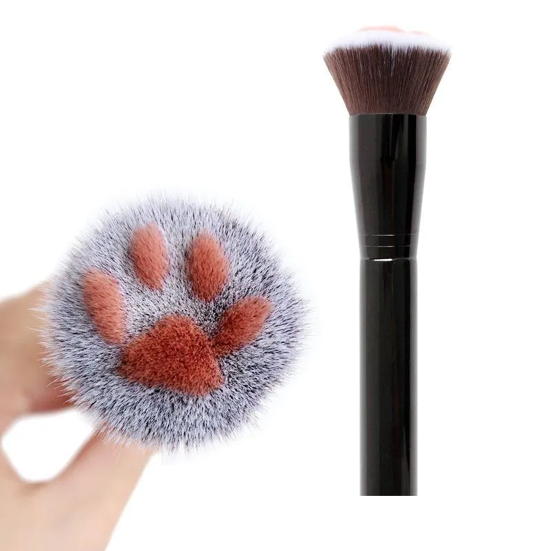 Pincéis de maquiagem Cat Garra Forma Cute Foundation Brush Man-Made Fiber Hair Birch Handle Face Makeup Brushes Pop Lovely Make Up Beauty Too Dhwe5