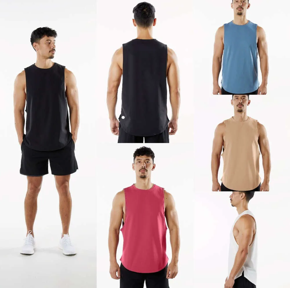 LU-864 Homens Yoga Outfit Cor Sólida Esportes Lazer Plus Size Colete Exercício Respirável Sem Mangas O Pescoço Basquete Regata Tops24ess