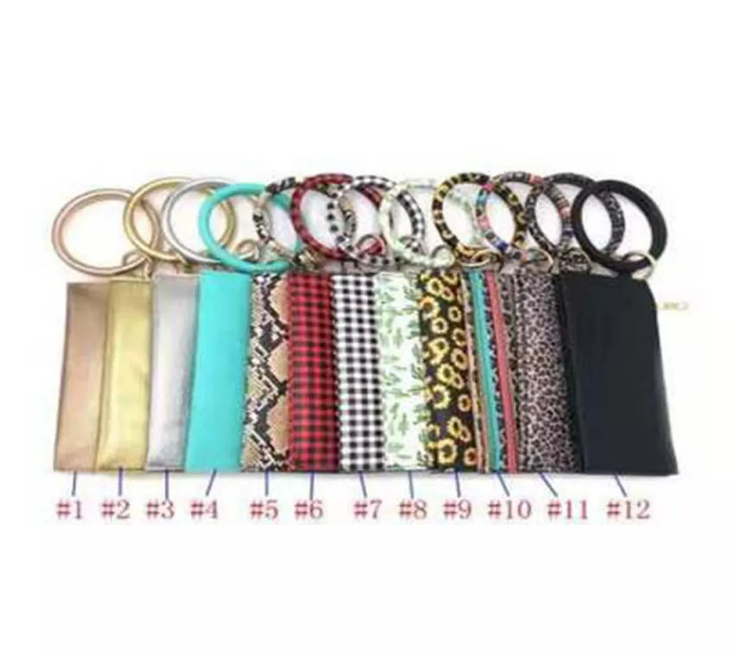 PU Leather Clutch Wristlet Bangle Keyring Monogrammed Red and White Black Buffalo Plaid Bracelet Keychains Bag ZZA150134331831