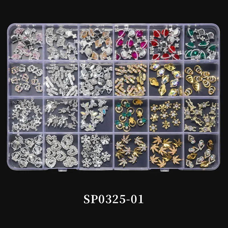 Metal Alloy Nail Art S 3D Punk Rivet Accessories Set DIY Luxury Brand Charms Cartoon Decoration 240219