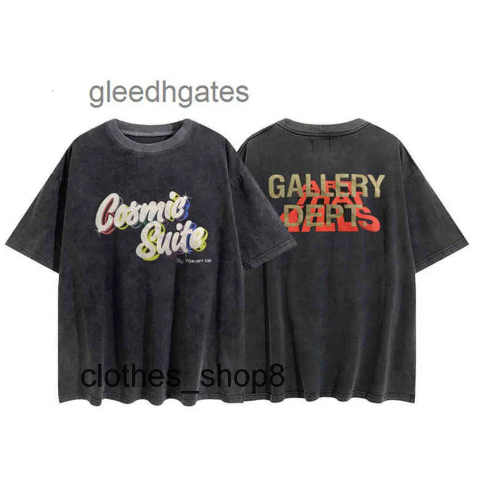 Designer T Shirts Mens Sweatshirts Gallerry Deptt GD Tee tvättade gamla Rainbow Letters Men's and Women's Casual Round Neck Kort ärm T-shirt 9G57 Rik9