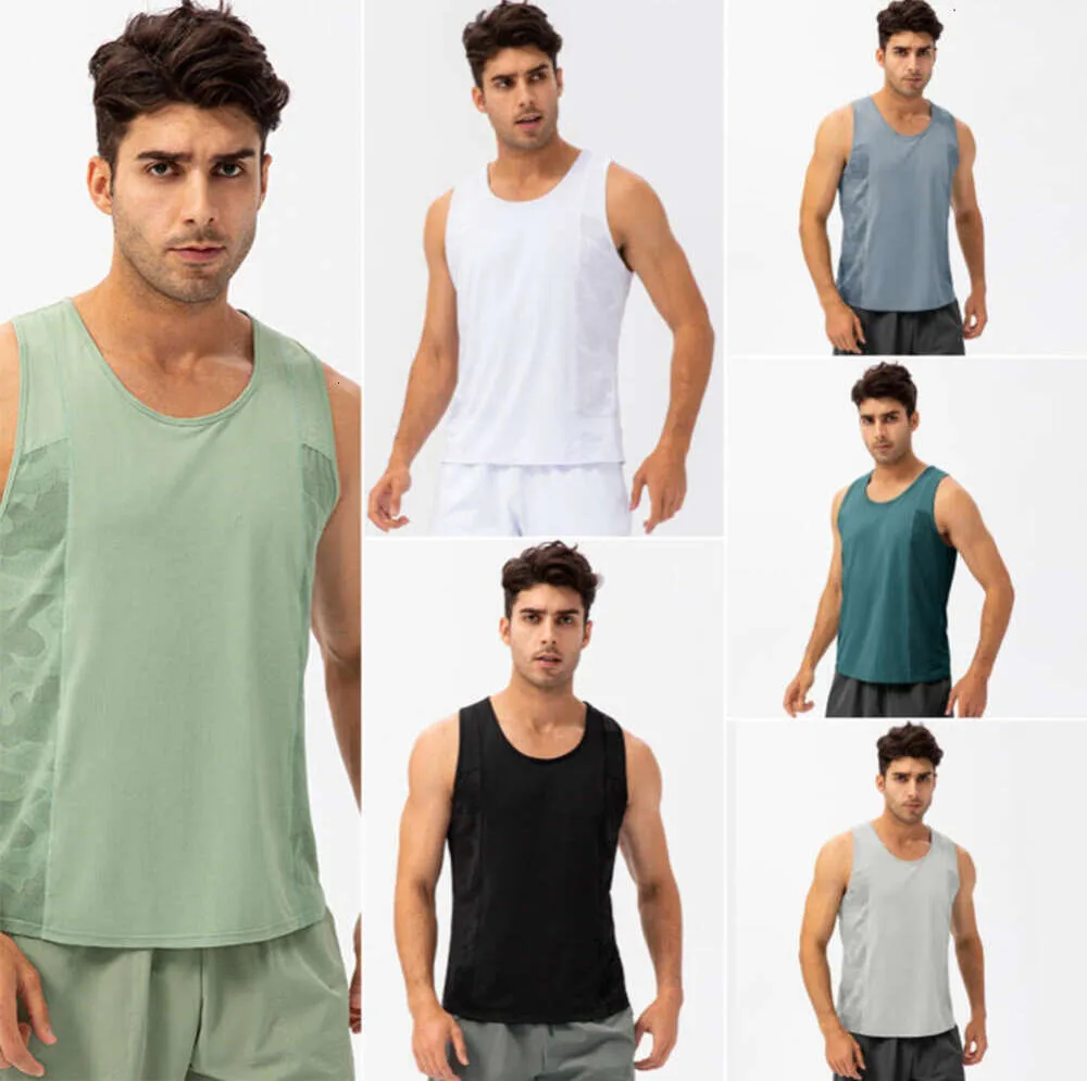 Lu Yoga Lemon Algin Men Gym Clothes Sleeveless Sport Workout Vest Running Training Tank Top Elastic Fitness Breathable Man Activewear LL Align clo