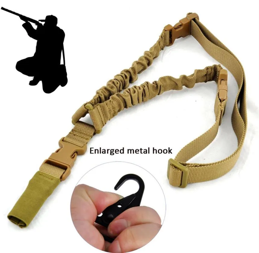 Whole New Tactical One Single 1 Point Bungee Rifle Gun Sling Airsoft Adjustable length strap with enlarged metal clip 251A7160794