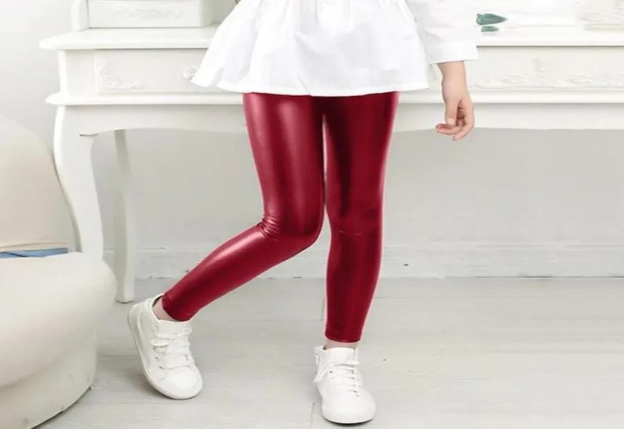 Leggings Tights Baby Girls Leather Winter Kids Thick Velvet Pencil Pants Children Warm Trousers Faux PU Legging Slim Pant5656155