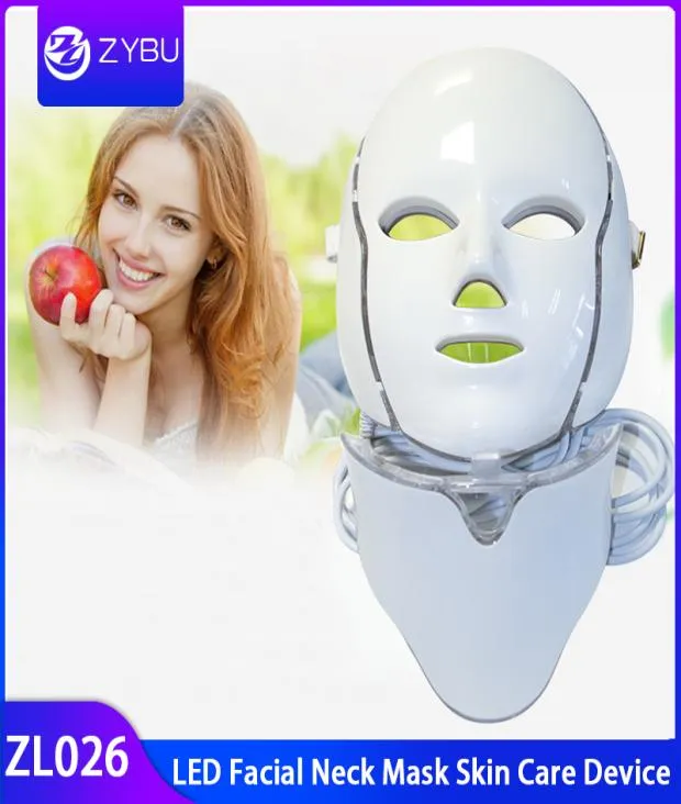 PDT 7 LED Light Therapy Face Beauty Machine LED Máscara facial de pescoço com microcorrente para dispositivo de clareamento da pele8930227