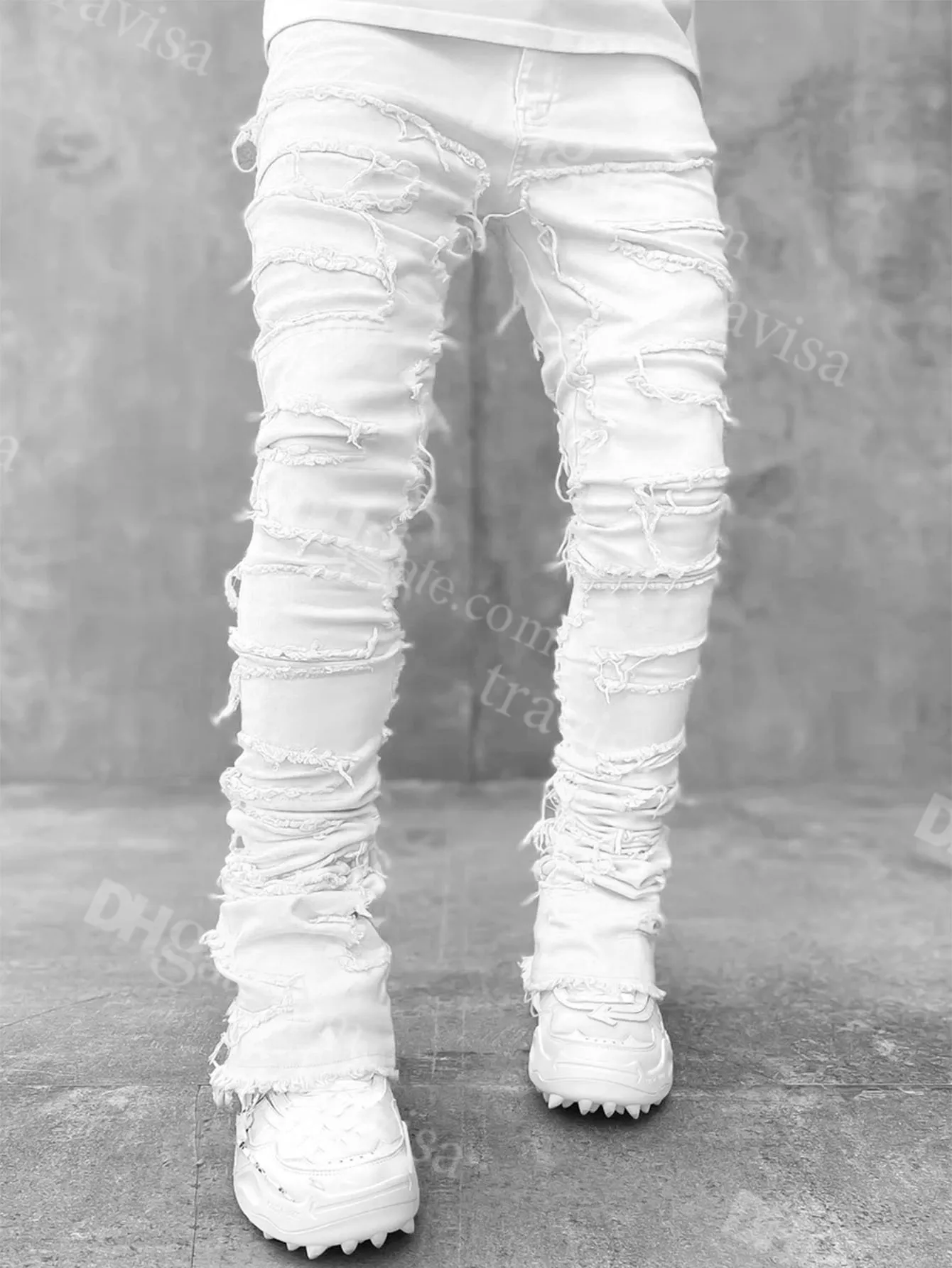 DHgate.com:Purple Stacked Patch Distressed Straight Denim DHgate.com:Purple Stacked Patch Distressed Straight Denim