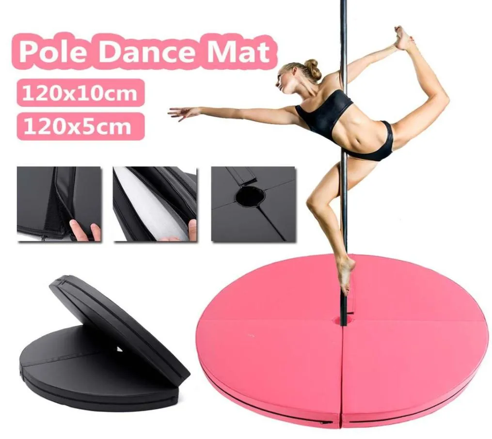 Yogamattor 120x10 cm PU Pole Dance Mat Skidproof Fitness Waterproof Thicked Round Folding Safety Gym6566938