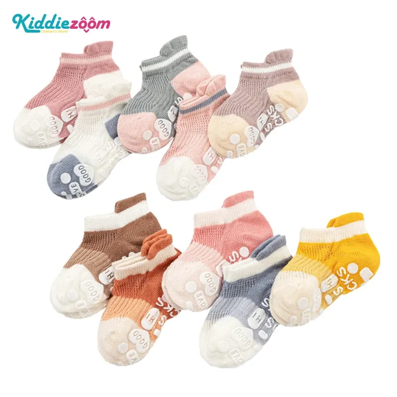 Socks 10 Pairs Baby Mesh Socks 2022 Summer Breathable Toddler Girl Boat Socks Anti Slip Kids Boys Floor Socks NonSlip Cotton Soft