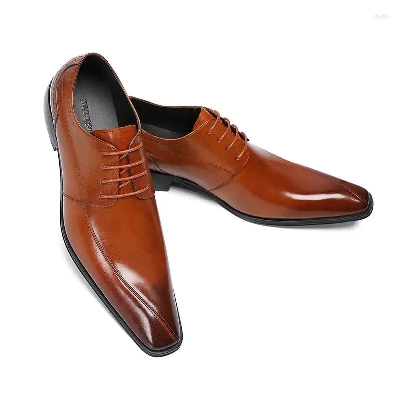 Robe chaussures hommes formel en cuir véritable affaires décontracté de haute qualité bureau de luxe mâle respirant Oxfords