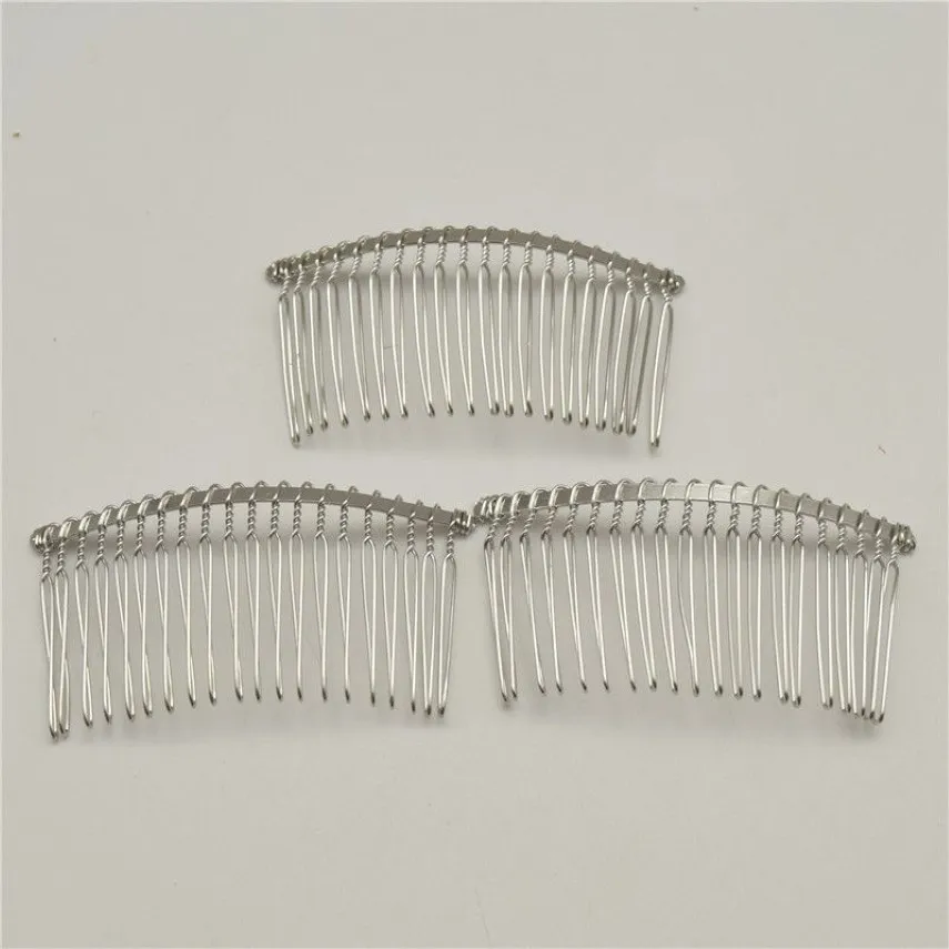 50st Black Gold Silver 20 tänder bröllop Bridal DIY Wire Metal Hair Comb Clips Hårfynd Tillbehör294i