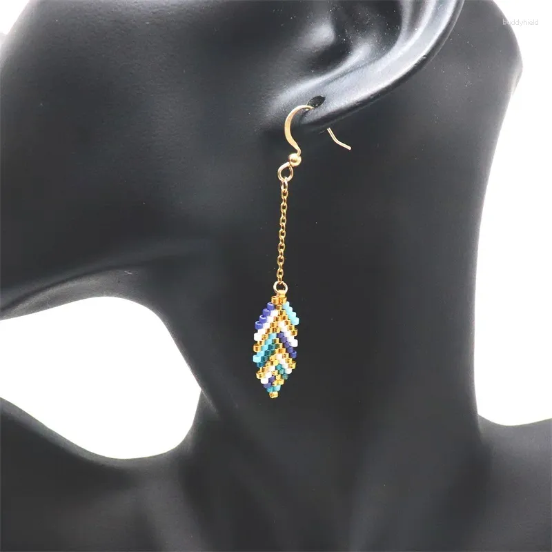 Dingle örhängen zhongvi 2024 mode miyuki etnisk örhänge för kvinnor tjej gåva smycken bohemia handgjorda pärlstav vävda smycken