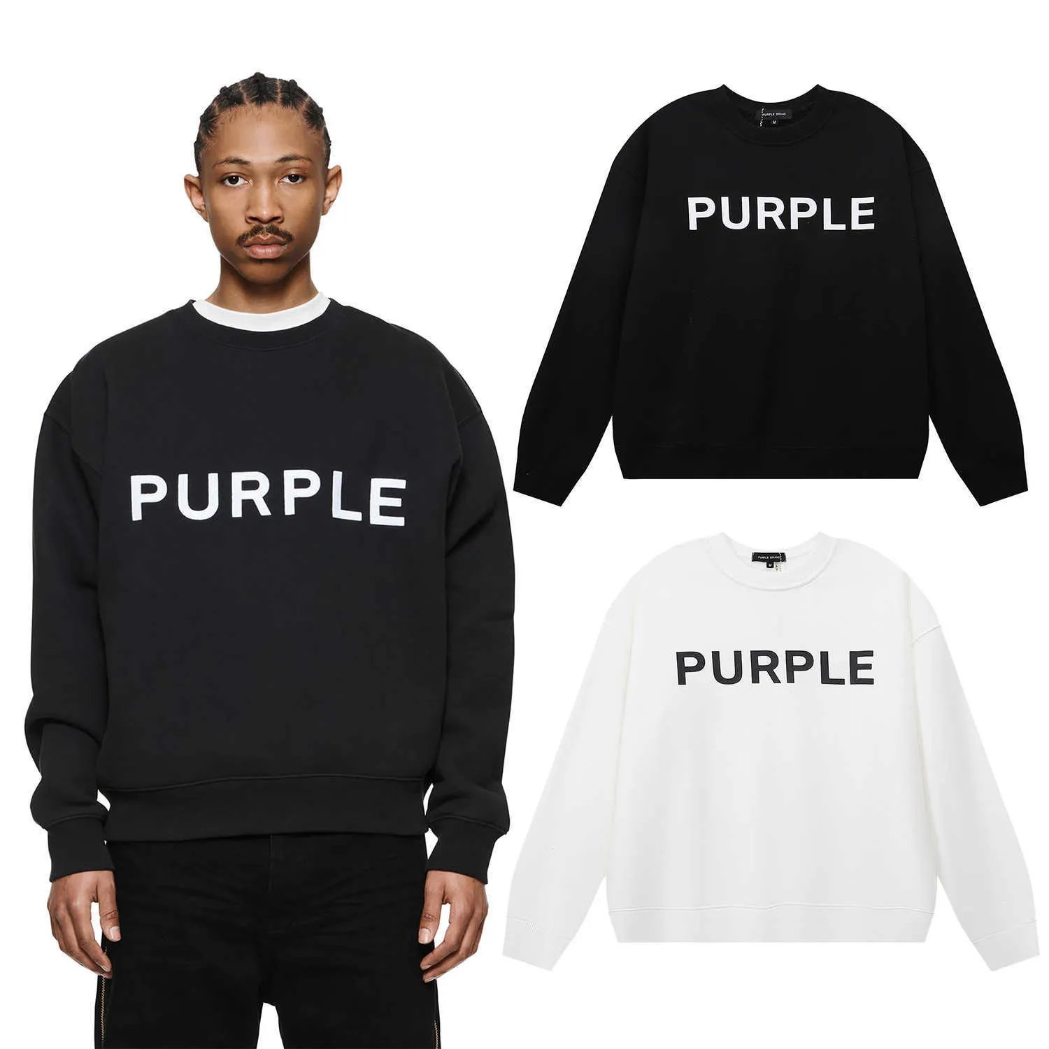 Mens hoodie Luxury Brand Purple Man Purple Brand Classic Letter Printing High Quality Terry Loose Versatile Round Neck Sweater for Men and Women M19X