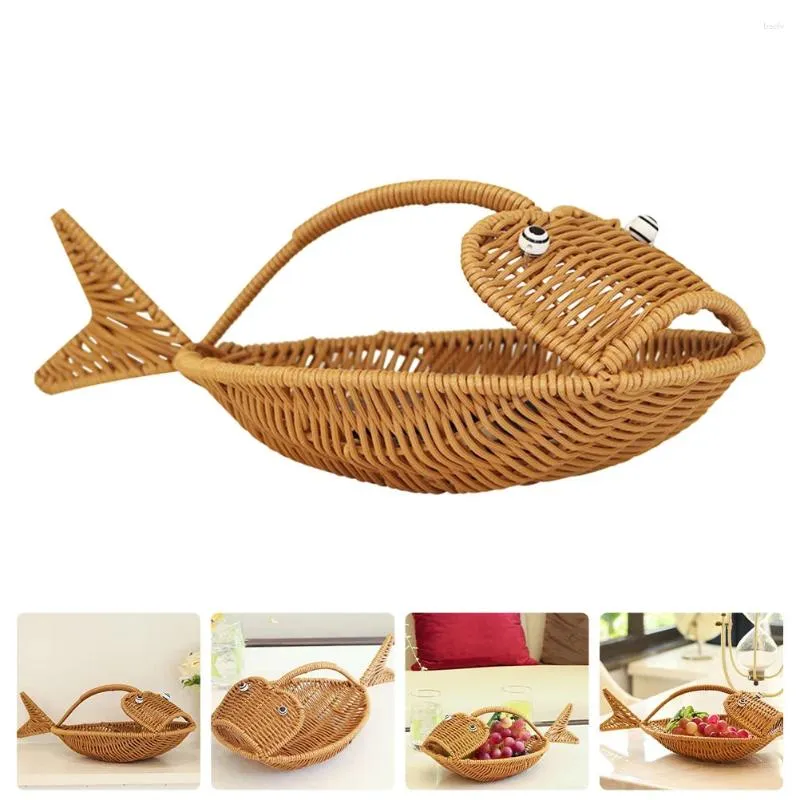 Ensembles de vaisselle Panier de rangement Conteneurs pour pain Snack Légumes Plastique Bureau Fruits Imitation Rotin Divers Support Pratique