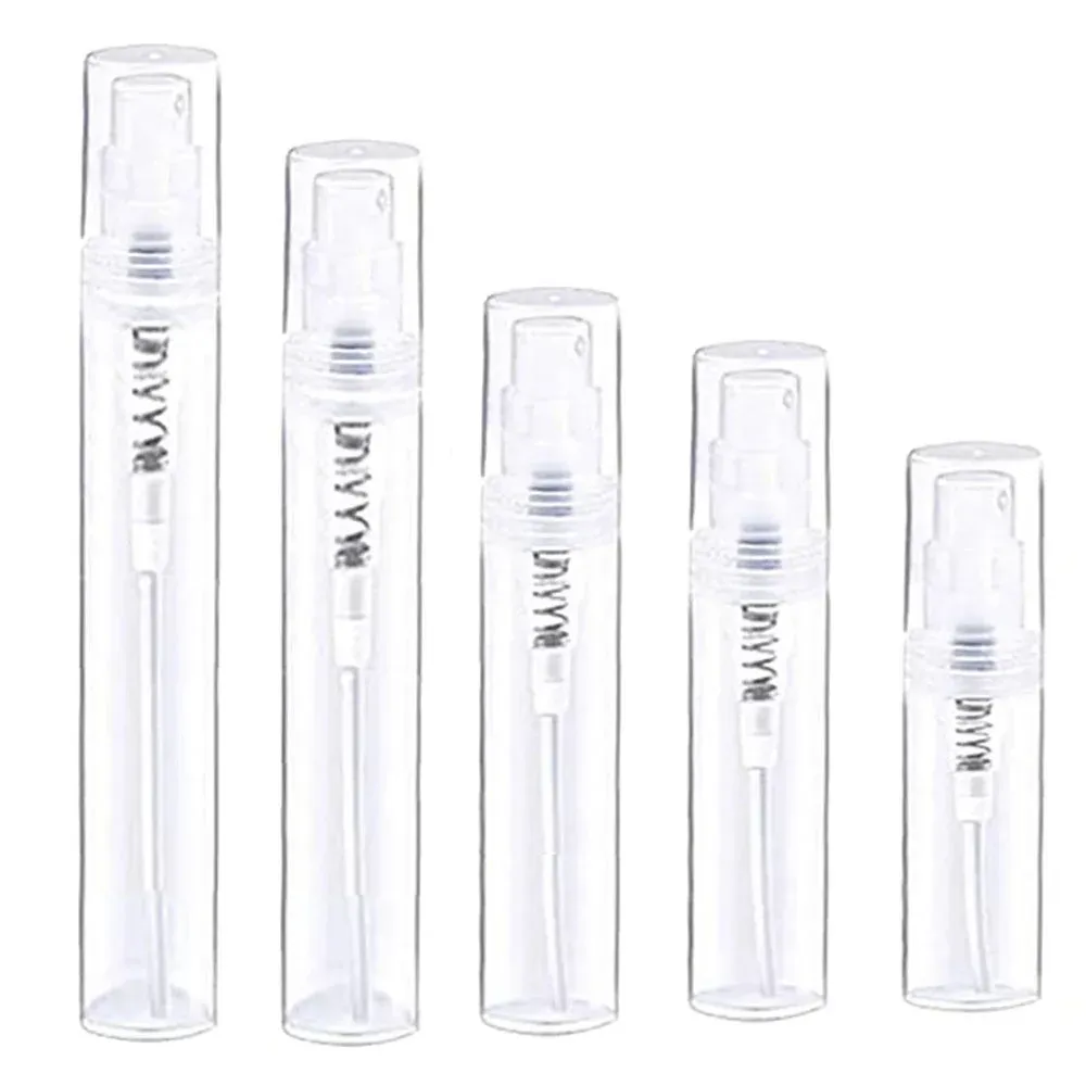 Flasche 100 teile/los 2 ml 3 ml 5 ml 8 ml 10 ml Kleine Runde Kunststoffbehälter Parfümflaschen Zerstäuber Leere Kosmetikbehälter für Proben