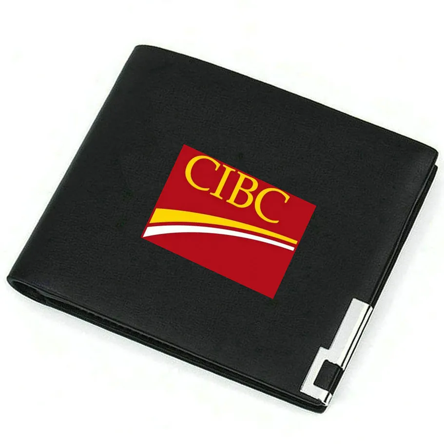 Cartera CIBC Monedero del Banco Imperial Canadiense de Comercio Logotipo de la empresa Foto bolsa de dinero Cartera de cuero informal Estuche para notas con estampado