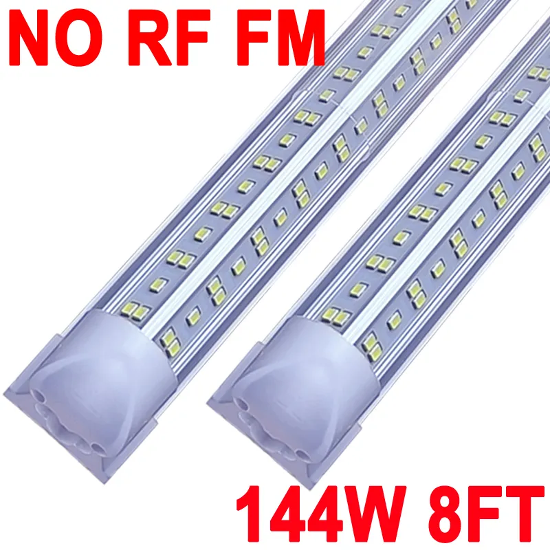 Lampe LED d'atelier NO-RF RM, 2,4 m 144 W 6 500 K blanc froid, tube LED T8 intégré de 2,4 m, éclairage de garage à brancher, forme en V, haut rendement, connectable Barn Crestech